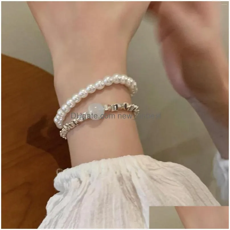Beaded Strand Moonstone Pearl Bracelet Womens Light Luxury Niche Exquisite Girlfriend Hand Jewelry Drop Delivery Jewelry Bracelets Dhgts