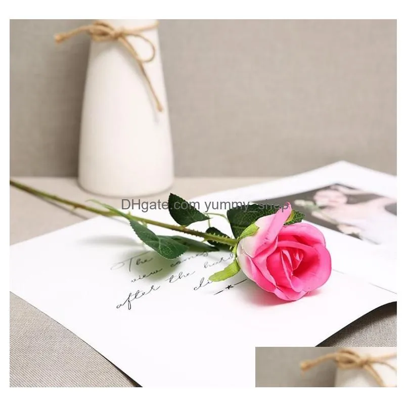 red rose silk artificial roses white flowers bud fake flowers for home valentines day gift wedding decoration indoor decorat260q