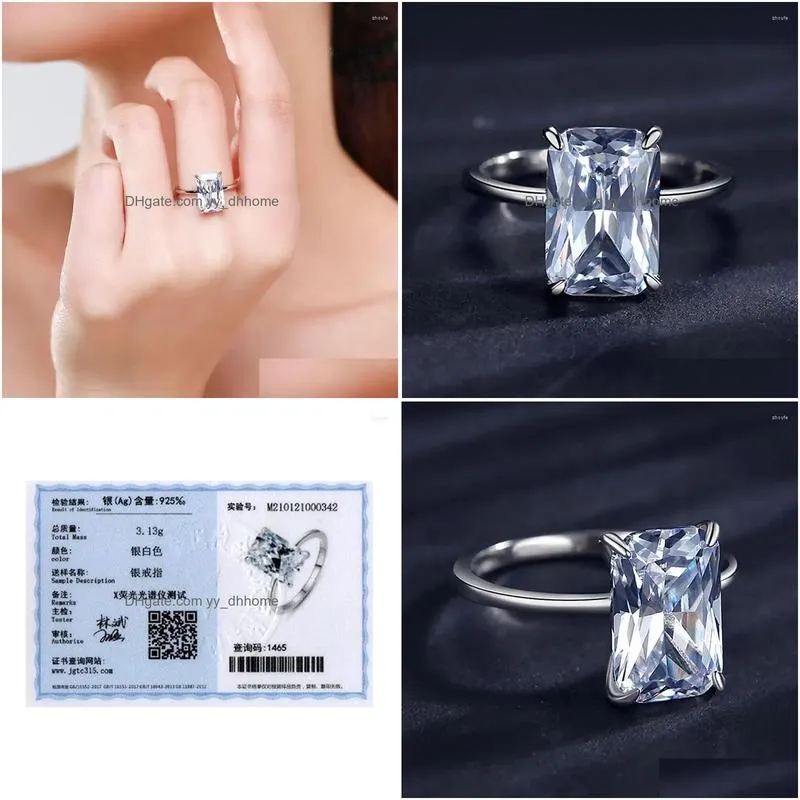 cluster rings cyj european square zircon face s925 sterling silver ring for women birthday party wedding girl jewelry