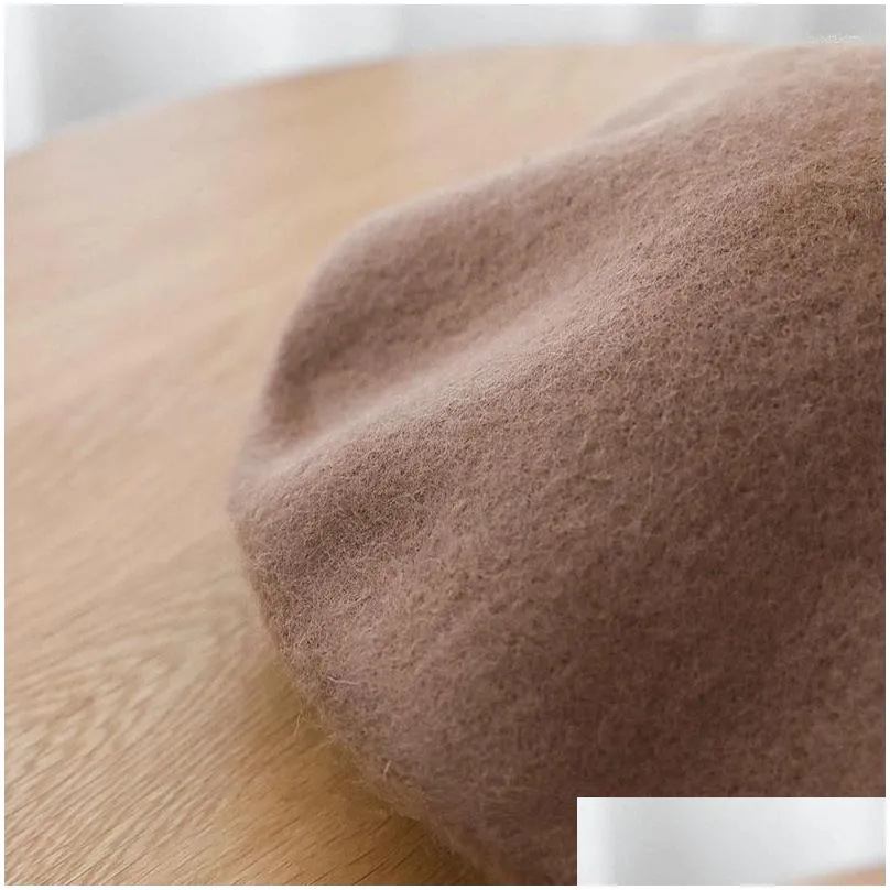 Stingy Brim Hats Winter Vintage Wool Beret For Female Retro Korean Version Breathable Painter Hat Thin Girl Prevent Drop With Clip Dr Dhdva