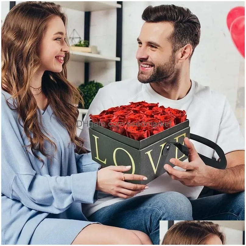 Decorative Flowers & Wreaths Decorative Flowers Wreaths Eternal Rose In Love Box Preserved Real With Set Mothers Day Gift Romantic Val Dhir5