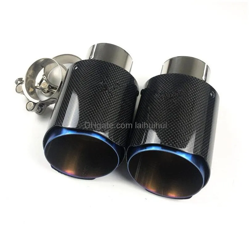 Exhaust Pipe One Piece Ak Glossy Carbon Fiber Exhausts Pipes Akrapovic Blue Stainless Steel Tail End Drop Delivery Mobiles Motorcycl Dhzvg