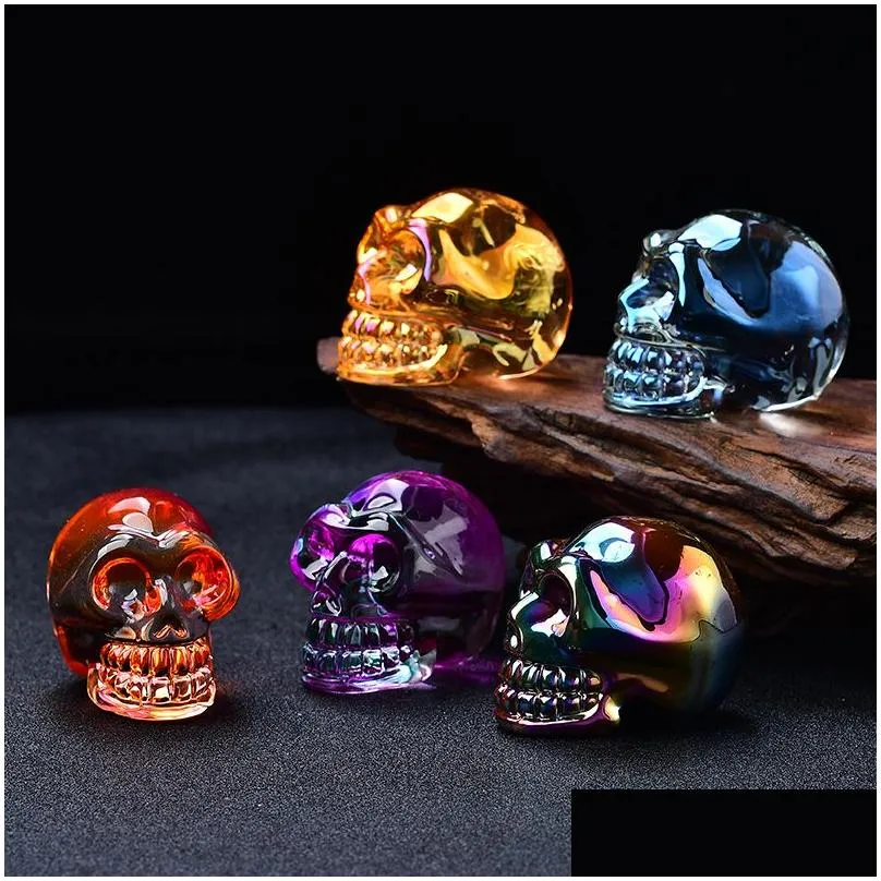 aura k9 multiple rainbow colors halloween skulls room decor healing figurine