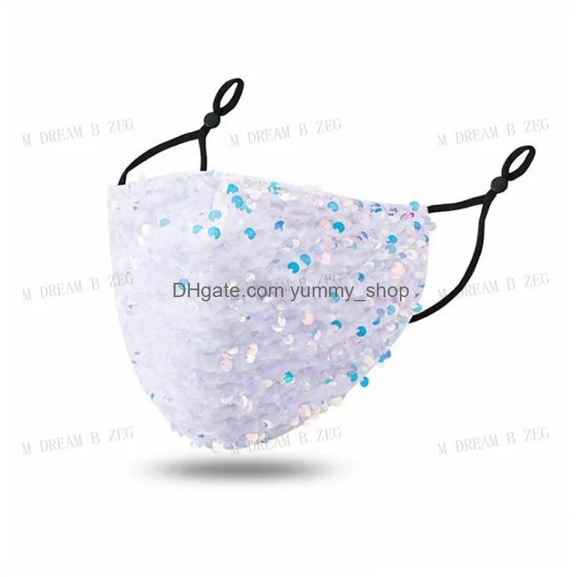 fashion bling bling mask washable reusable pm2.5 face mask care shield sequins shiny face cover not include filter
