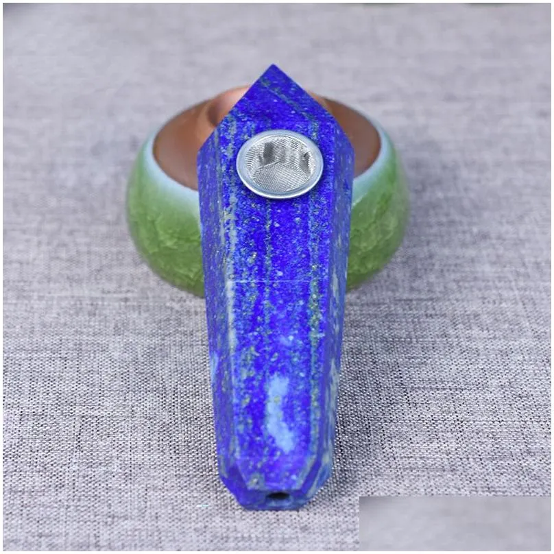 natural lapis lazuli crystal pipe hexagonal prism foreign simple modern factory direct sales