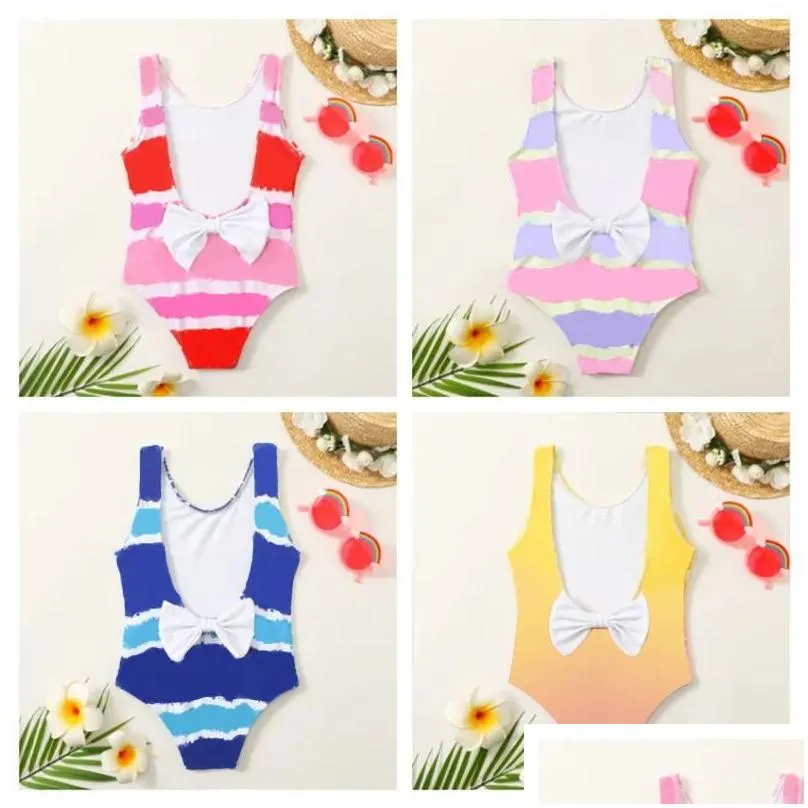 kids one-pieces swimwears girls designer swimsuits toddler children bikini summer full letter printed beach pool sport bathing suits cxg2401151-6