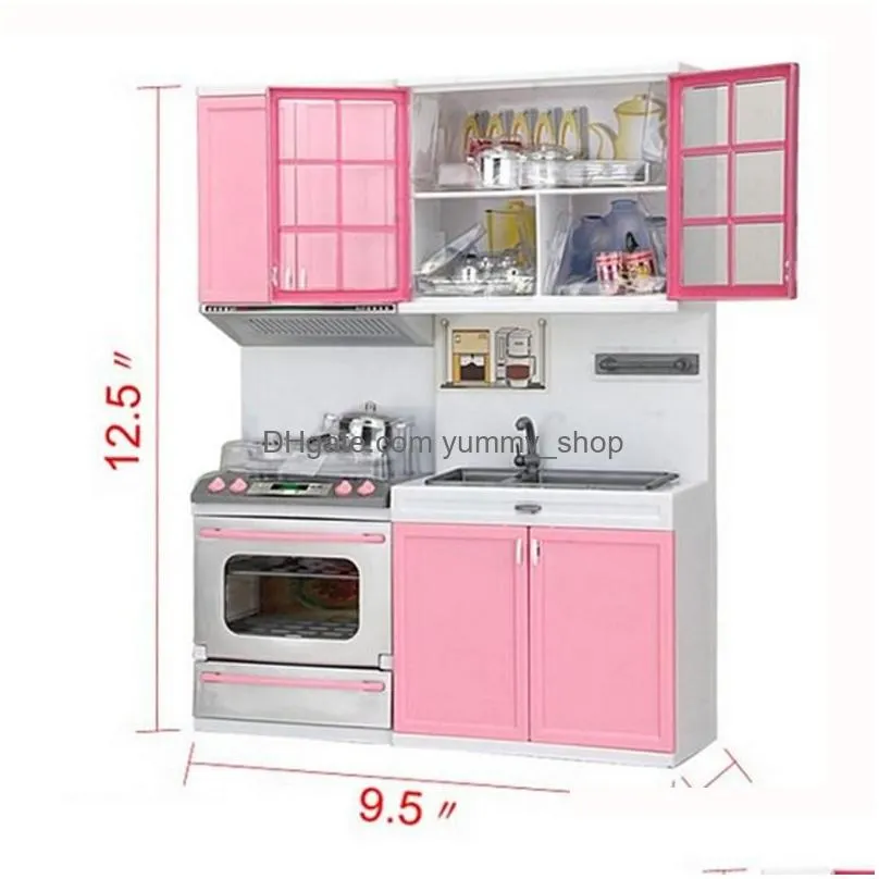 kitchen toys xmas gift mini kids pretend play cooking set cabinet stove girls toy baby early learning educational party favor264z