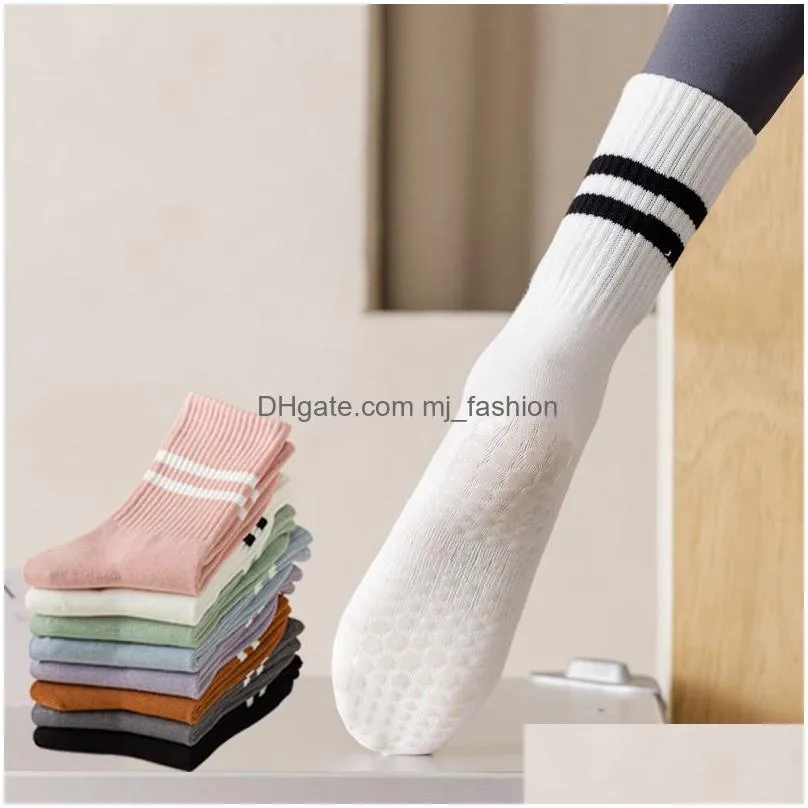Sports Socks Al-08 Woman Pilates Yoga Sports Socks Cotton Mid-Tube Bottom Professional Non-Slip Sile Indoor Fitness Gym Drop Delivery Dhpz9