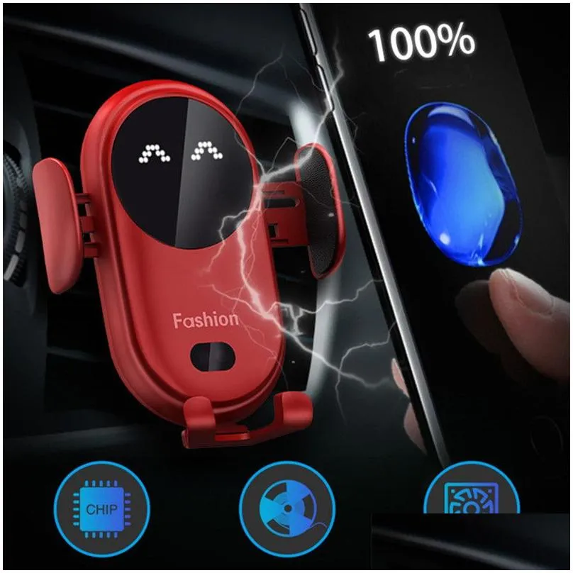 s11 smart infrared sensor wireless  automatic car mobile phone holder base chargers with suction cup mount bracket for iphone samsung  smart