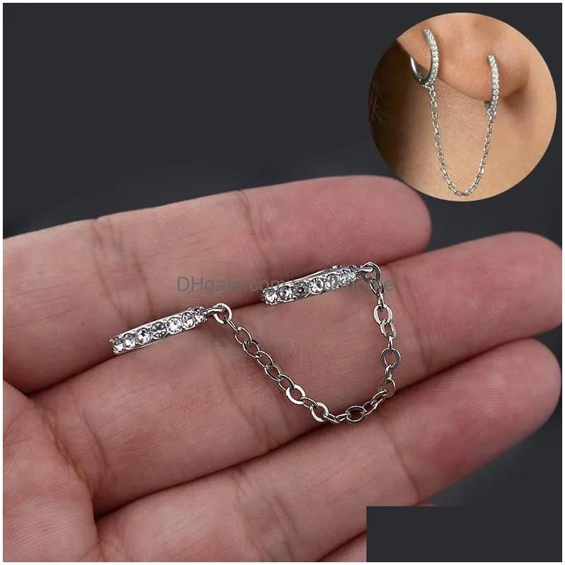 hoop huggie tassel earrings chain asymmetrical drop earring copper long luxury for women men