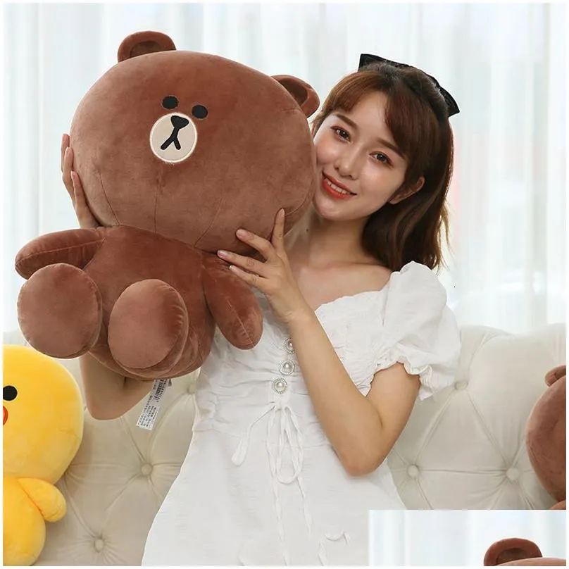 Plush Dolls P Dolls Line Friends Toy Brown Bear Cony Kawaii Cartoon Home Decor Couple Stuffed Doll Pillow Birthday Christmas Girl Kids Dhx4V