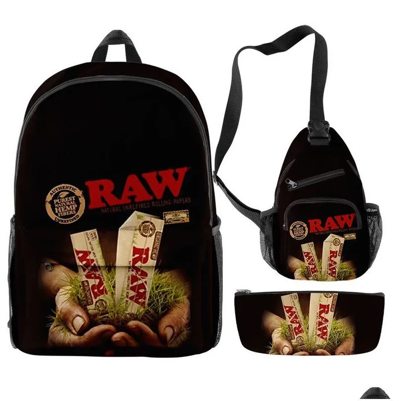 raw 3pcs/set men women backpack cigar oxford waterproof bags unisex outside hiking travel bicycle bag laptop 220411