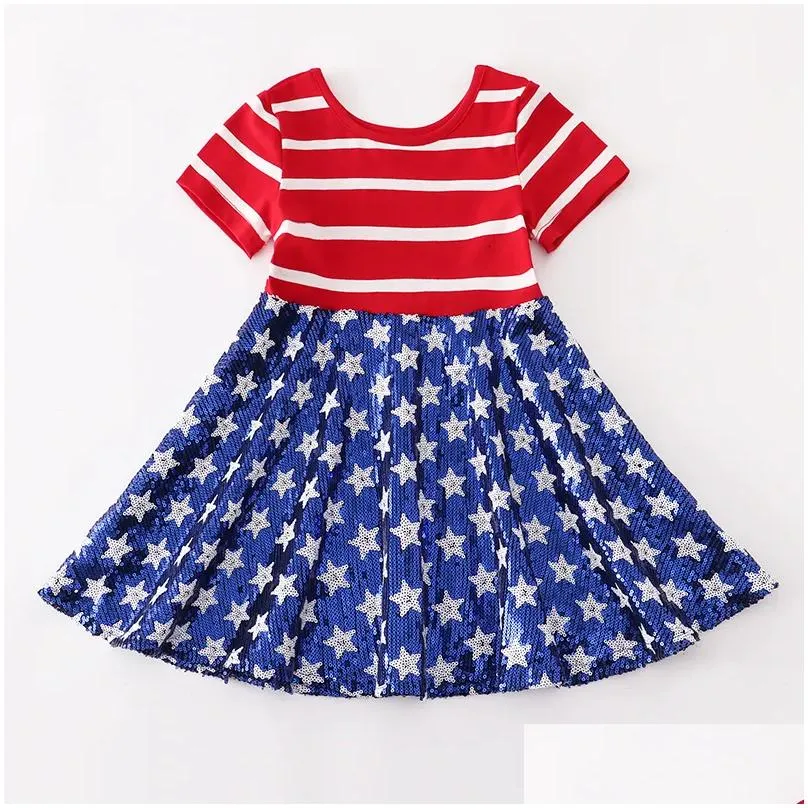 Girl`S Dresses Girls Dresses Exclusive Girlymax Independence Day Jy 4Th Baby Boutique Clothes Embroidered Smocked Milk Silk Star Woven Dhtqm