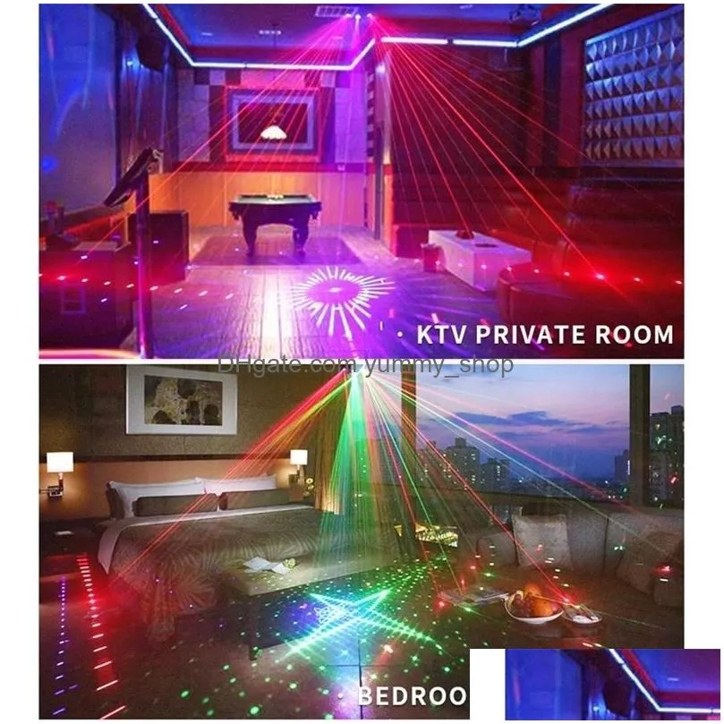 9-eye rgb disco dj lamp dmx remote control strobe stage light halloween christmas bar party led laser projector home decor y201015295n