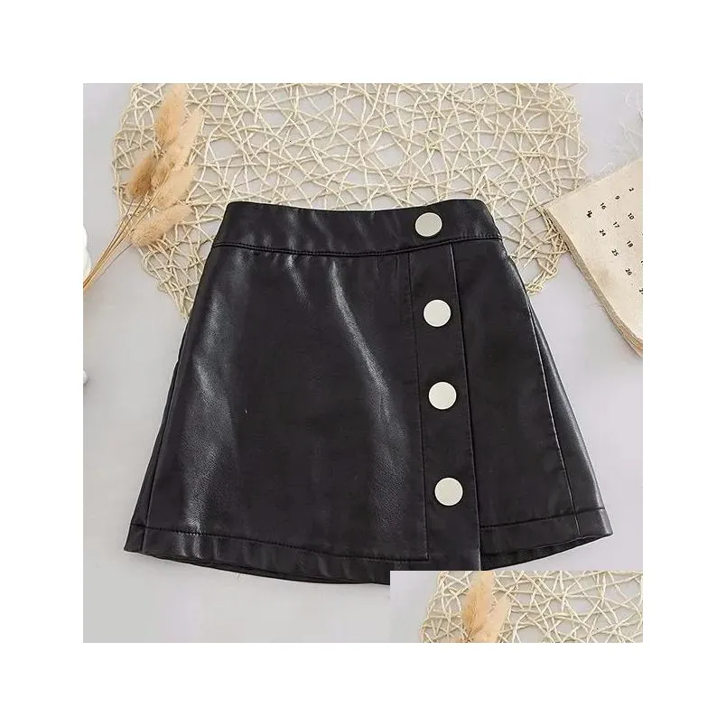 Skirts 2023 Spring Autumn Girls Kids Leather Pu Zipper Skirt Comfortable Cute Baby Clothes Children Clothing 230412 Drop Delivery Dhh4N