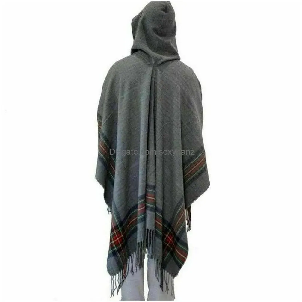 scarves mens wool blend stripe hooded shawl manteau boho gypsy hippie cape poncho hoody unisex 231011
