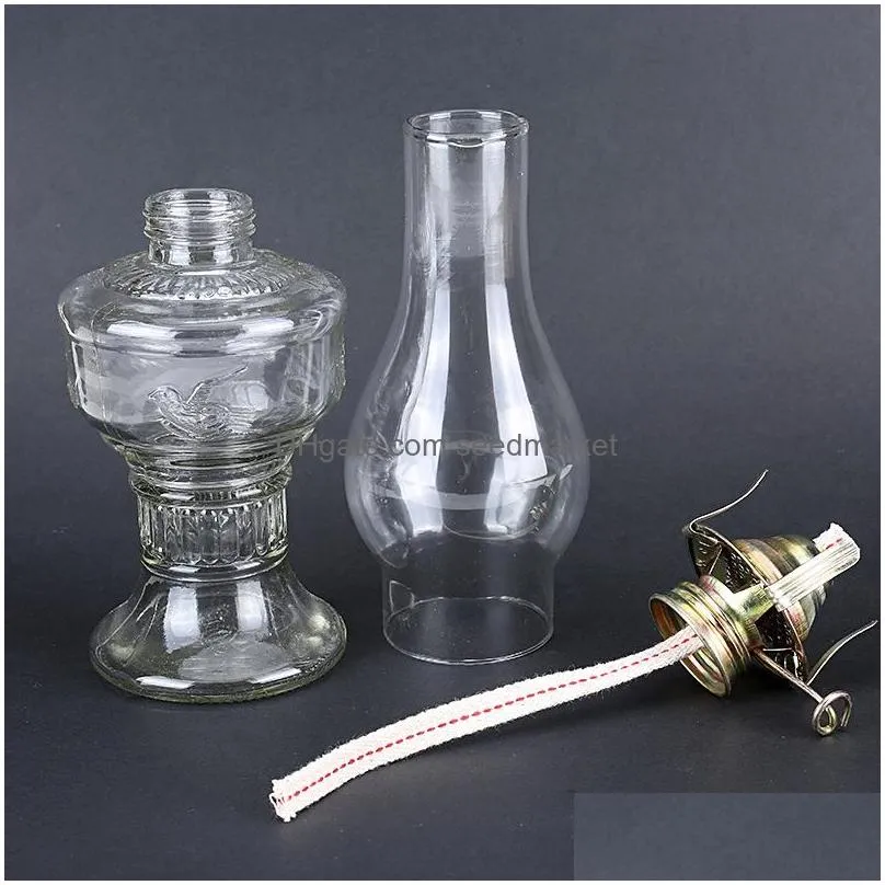 Candle Holders 32Cm Rustic Oil Lamp Lantern Vintage Glass Kerosene Chamber Lamps For Indoor Use Home Decor Lighting Drop Delivery Dhcga