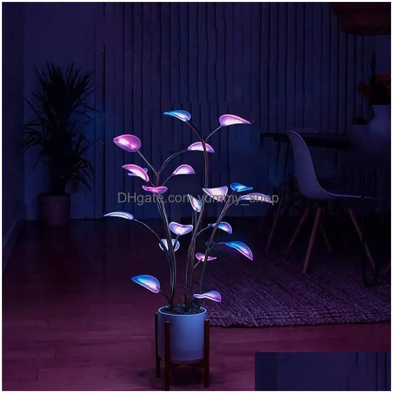 the magical led houseplant indoor color luminous green plant plastic dectrition for home beautiful fast drop decorative flowers 307b