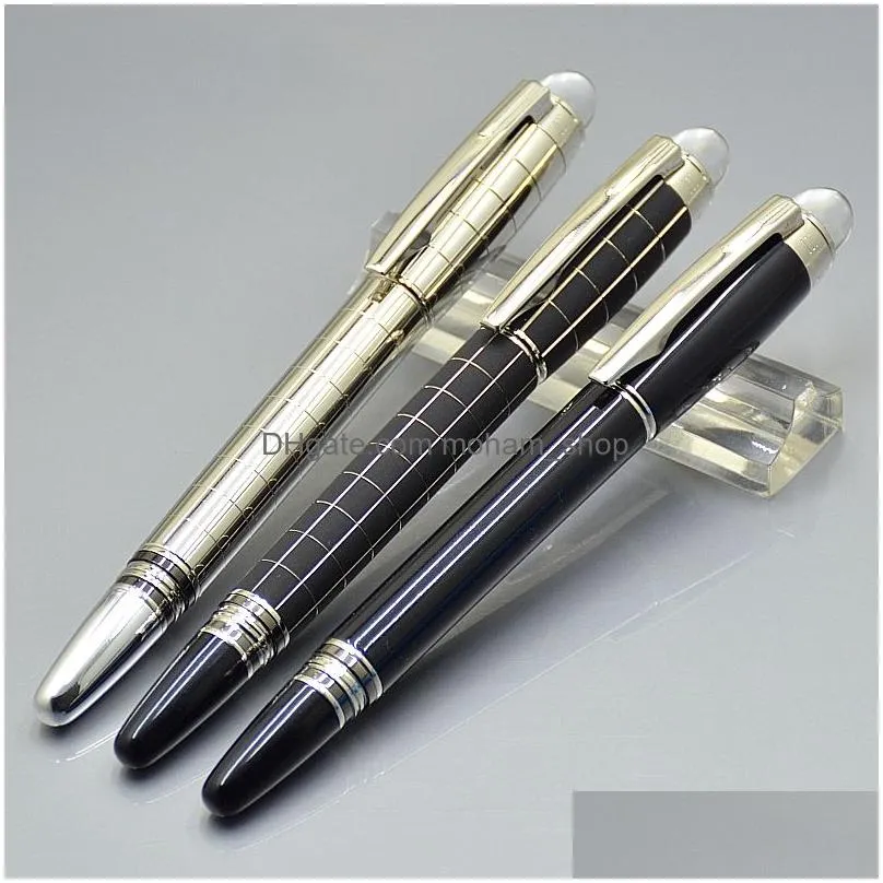 wholesale promotion - luxury writing pen high quality black resin rollerball ballpoint fountain pens stationery office school supplies with serial number and leather