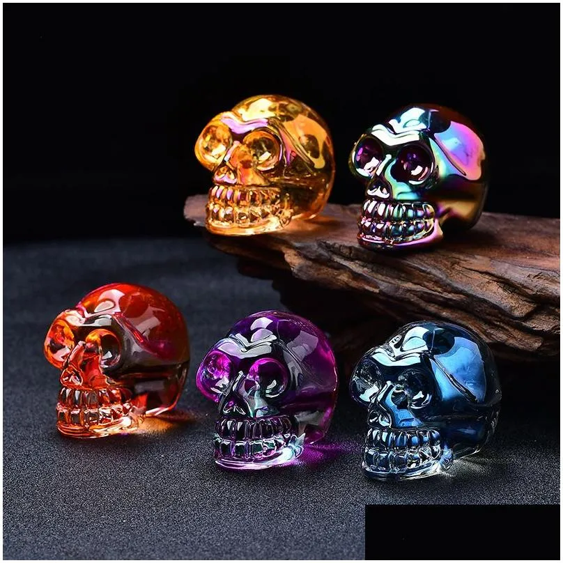 aura k9 multiple rainbow colors halloween skulls room decor healing figurine
