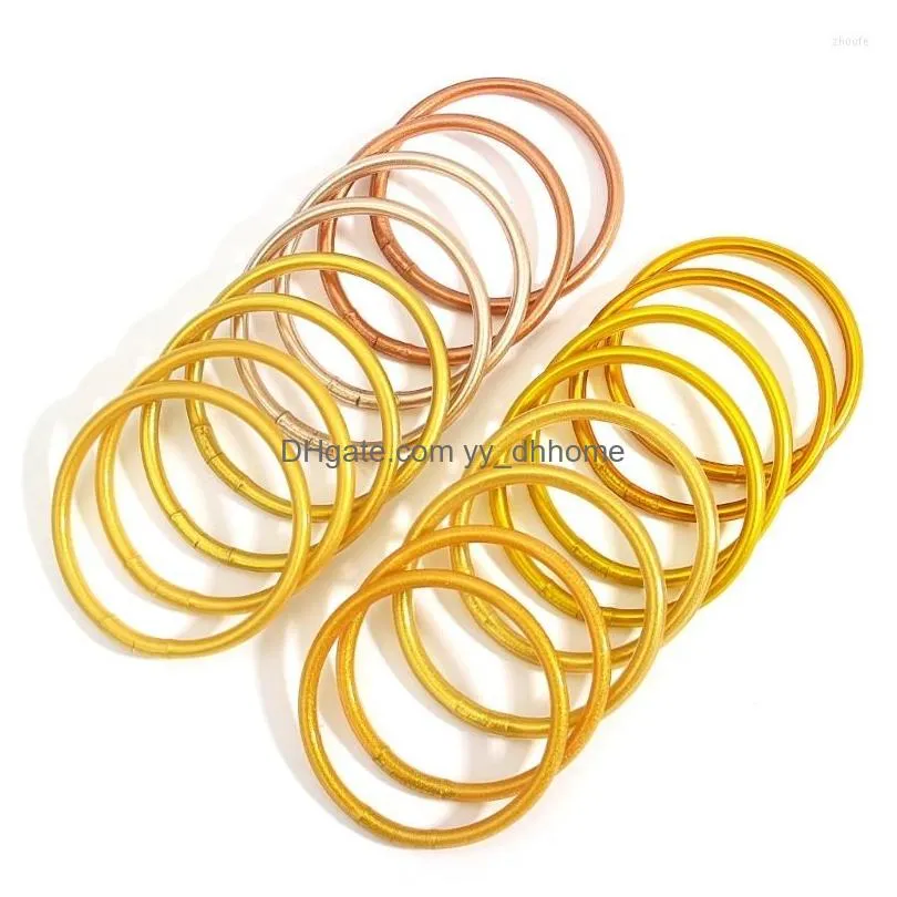 bangle 3 colors gold foil filled plastic silicone bracelet suitable for girls birthday mothers day bride wedding party