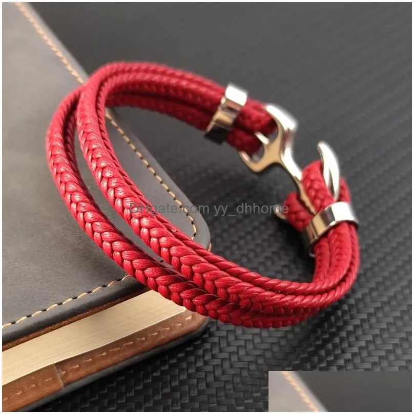 charm bracelets anchor stainless steel men leather bracelet for friend birthday year gift bangles jewelry accessories wholesalecharm