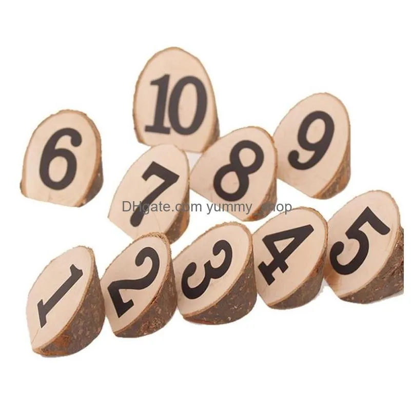 wood place card holder party decor number 1 -- 10 wooden rustic style seat digital plate wedding decoraton