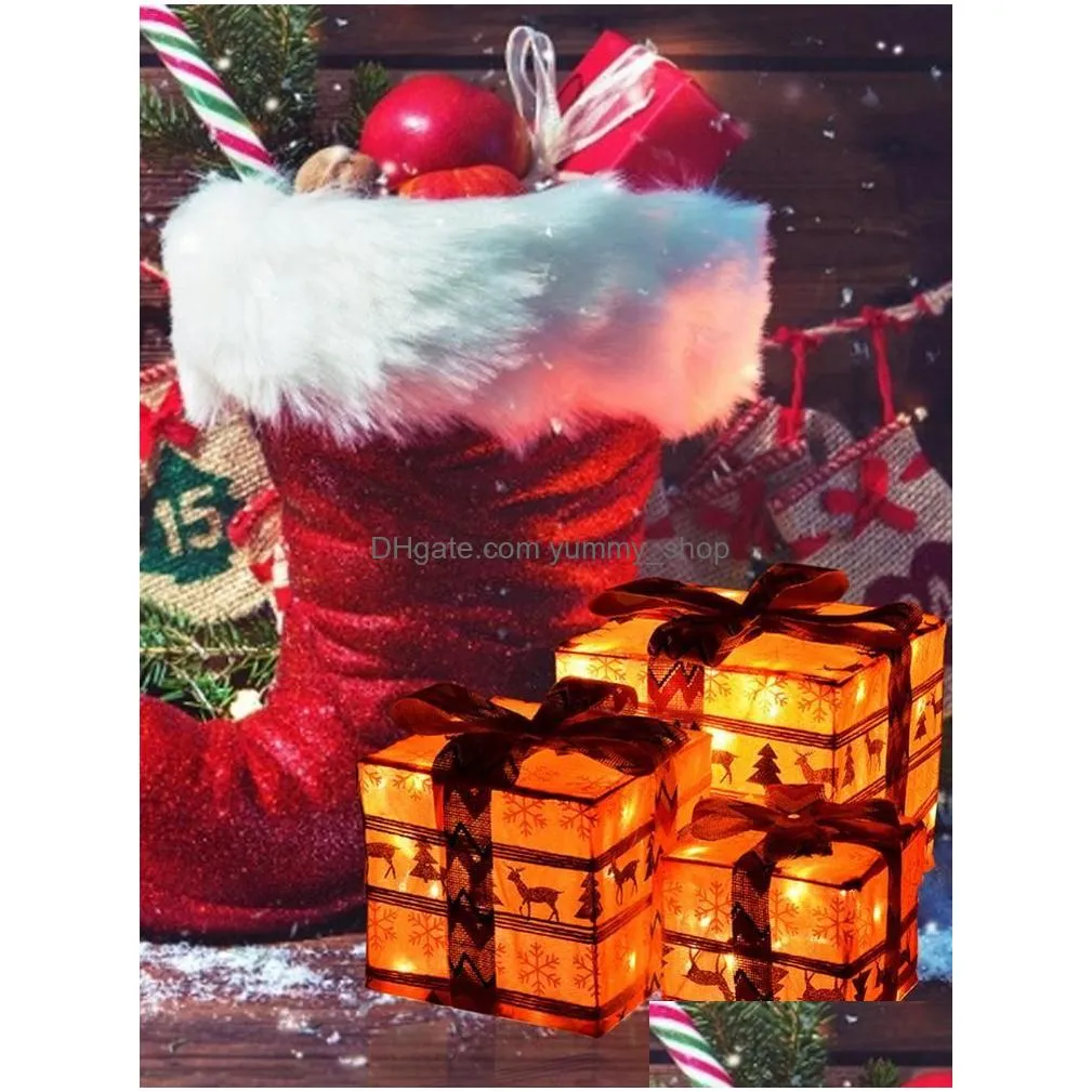 christmas decorations glow in the dark lighting gift box indoor outdoor pathway present for holiday party cristmas ornament xmas n202t
