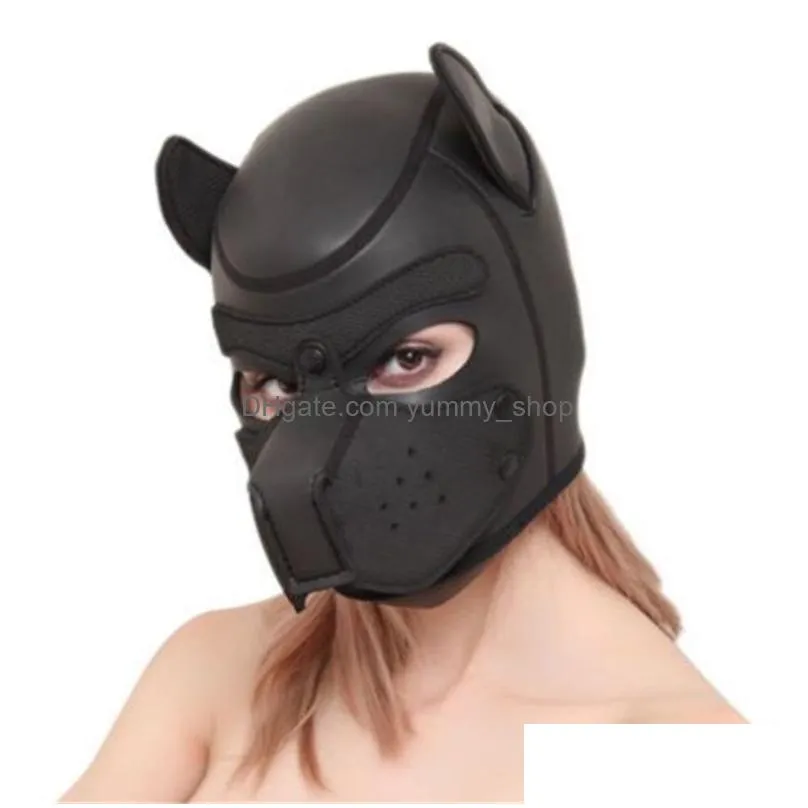  soft padded rubber neoprene puppy cosplay role play dog mask full head with ears y200103263g