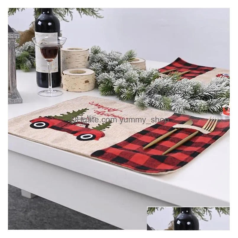 christmas plaid table mat placemat dining decoration for home kitchen party place mat tablecloth xmas supplies gifts
