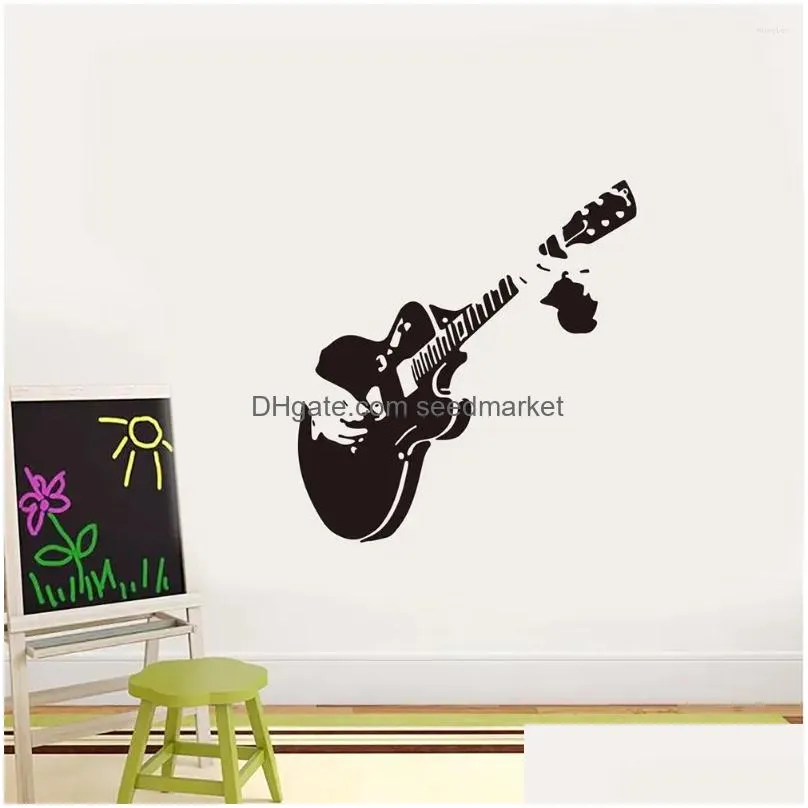 Wall Stickers Mural Cupboard Sticker Bedroom Living Room Pvc Self Adhesive Music Guitar Background Removable Home Decor Diy Art Drop Dhdxb