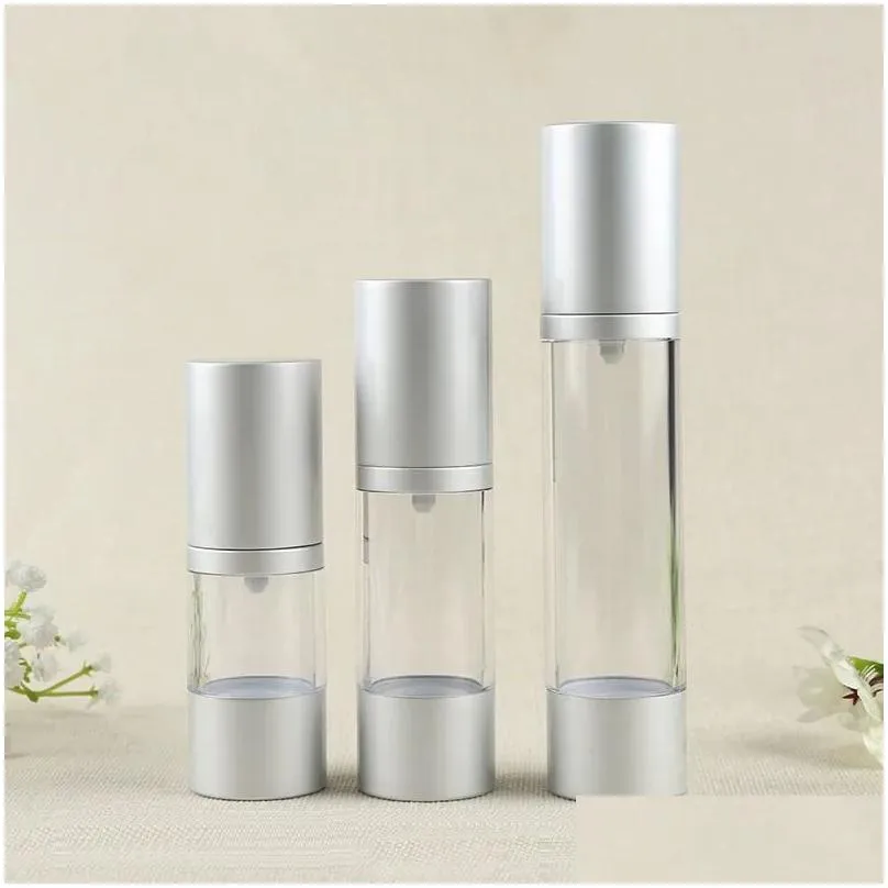 wholesale 15 30 50 ml airless pump bottle refillable cosmetic container makeup foundations and serums lightweight leak proof shockproof