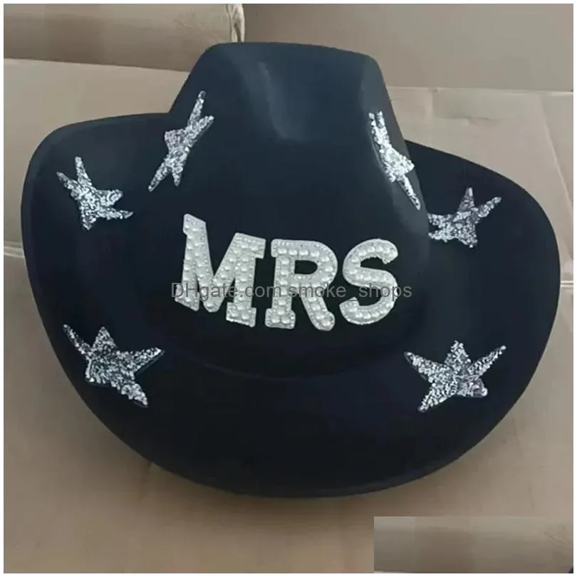 western  hat bride letter stars letter western  hat diamond tiara cowgirl cap costume cosplay party play dress up 231220