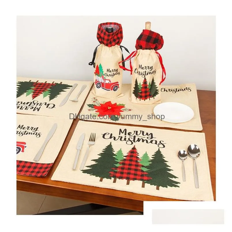 christmas plaid table mat placemat dining decoration for home kitchen party place mat tablecloth xmas supplies gifts