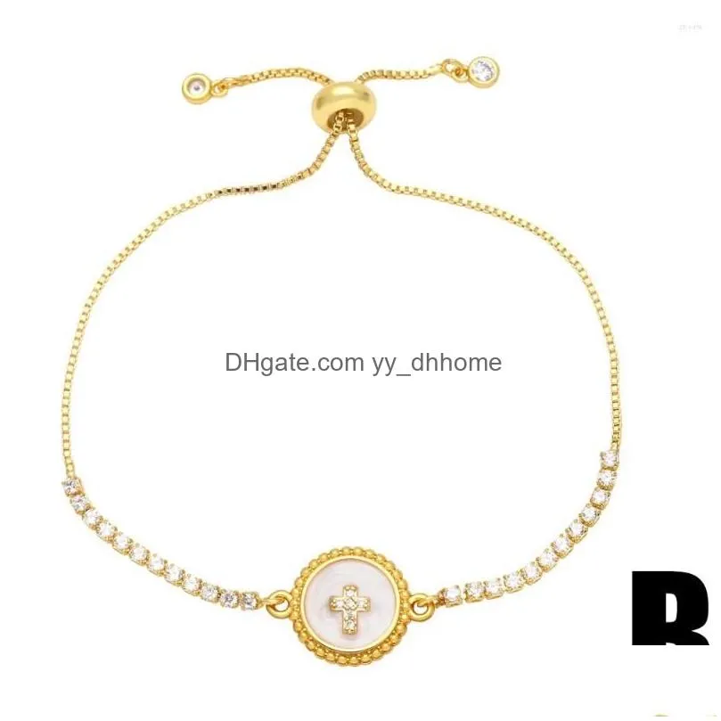 charm bracelets catholic copper zircon tennis chain for women gold plated virgin mary religious jewelry gifts cruz brtf87