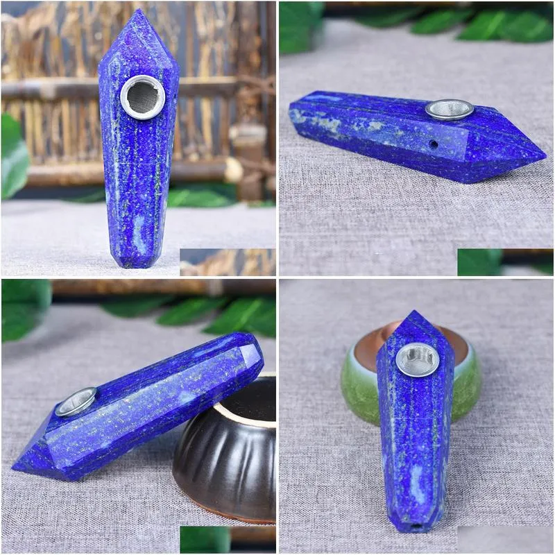 natural lapis lazuli crystal pipe hexagonal prism foreign simple modern factory direct sales