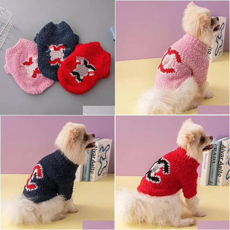 fashion dog apparel designer dog clothes winter warm pet sweater turtleneck knit coat thick cats puppy clothing