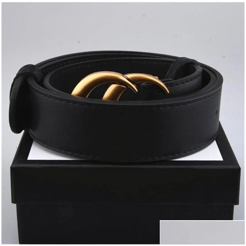 Belts Fashion Womens Belt Men Designers Leather Black Brown Belts Women Classic Casual Cinturones De Diseno With Gift Box Drop Deliver Dhizu