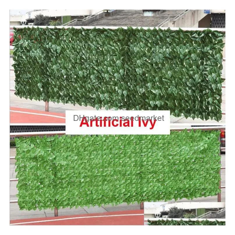 Decorative Flowers & Wreaths Artificial Leaf Garden Fence Sning Roll Uv Fade Protected Privacy Wall Landsca Ivy Panel Decorative Flowe Dhiad