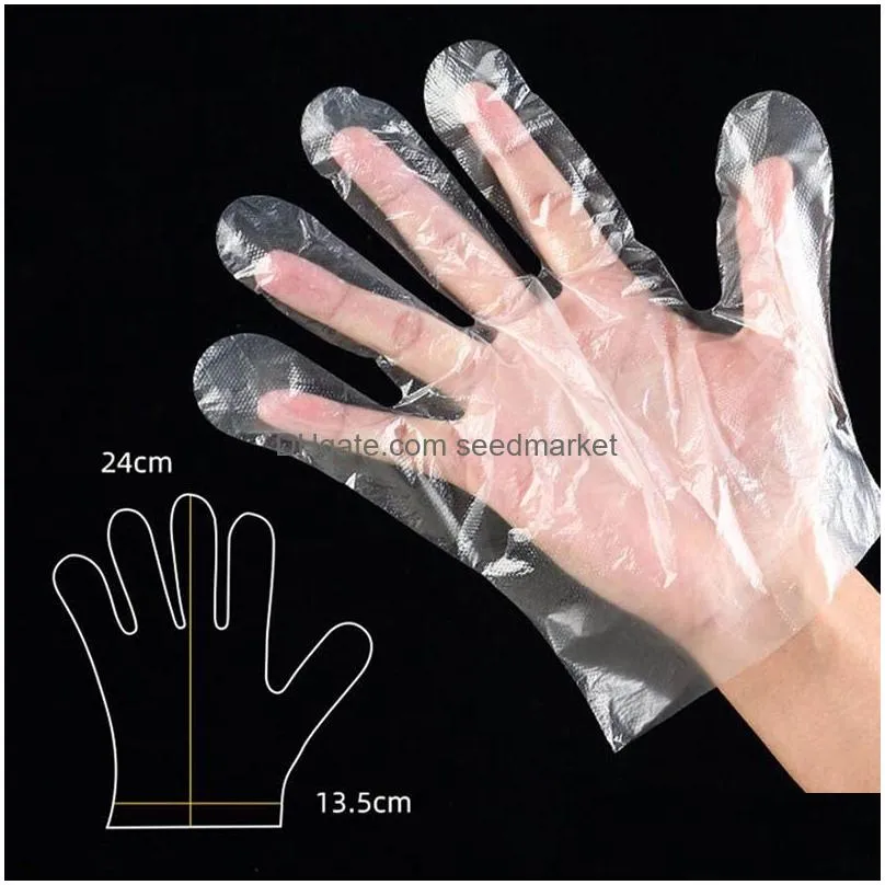 Disposable Gloves 100Pcs/Pack Transparent Eco-Friendly Disposable Gloves Latex Plastic Food Prep Safe Household Off Bacteria Touchless Dhn73