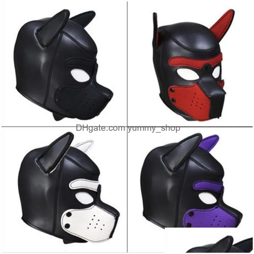  soft padded rubber neoprene puppy cosplay role play dog mask full head with ears y200103263g