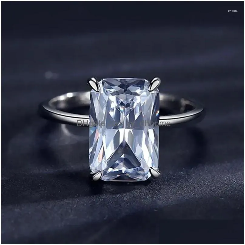 cluster rings cyj european square zircon face s925 sterling silver ring for women birthday party wedding girl jewelry