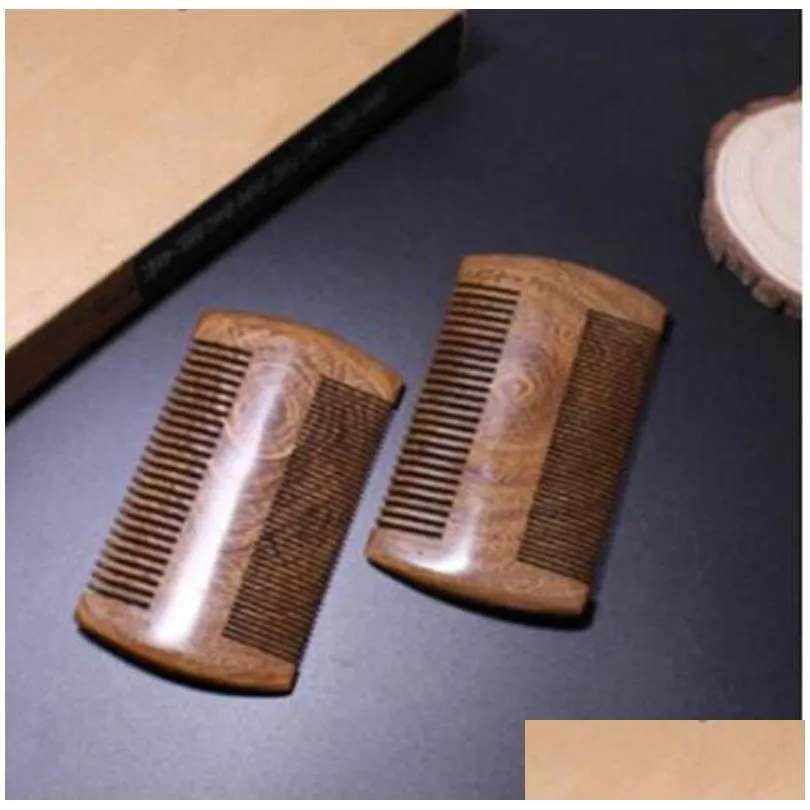 natural sandalwood pocket beard & hair combs for men - handmade natural wood comb with dense and sparse tooth