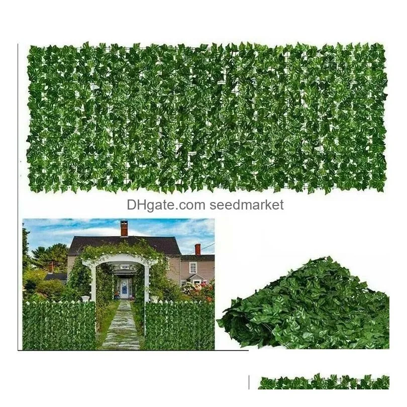 Decorative Flowers & Wreaths Artificial Leaf Garden Fence Sning Roll Uv Fade Protected Privacy Wall Landsca Ivy Panel Decorative Flowe Dhiad