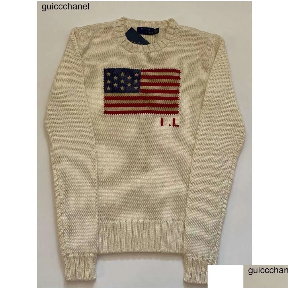 new 23ss ladies knitted sweater - american flag sweater winter high-end luxury fashion brand comfortable cotton pullover 100% cotton mens