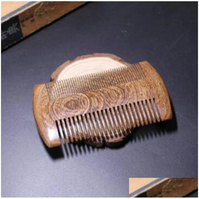 natural sandalwood pocket beard & hair combs for men - handmade natural wood comb with dense and sparse tooth