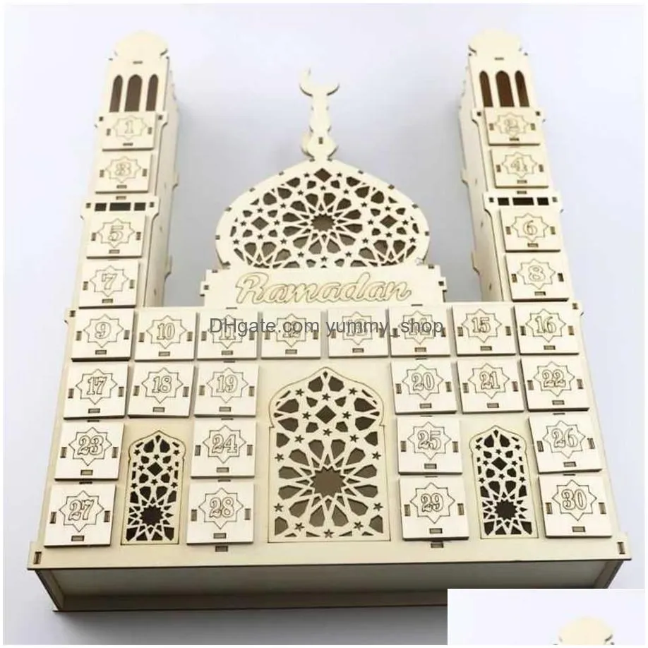 eid mubarak countdown calendar diy ramadan ornaments wooden drawer party decor 2106103033