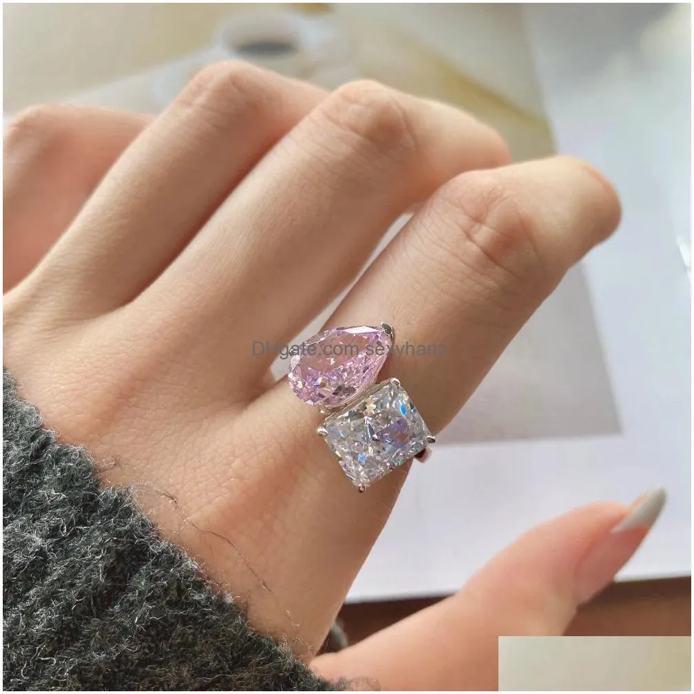 wedding rings wong rain 925 sterling silver crushed ice cut lab pink sapphire gemstone ring for women wedding engagement jewelry