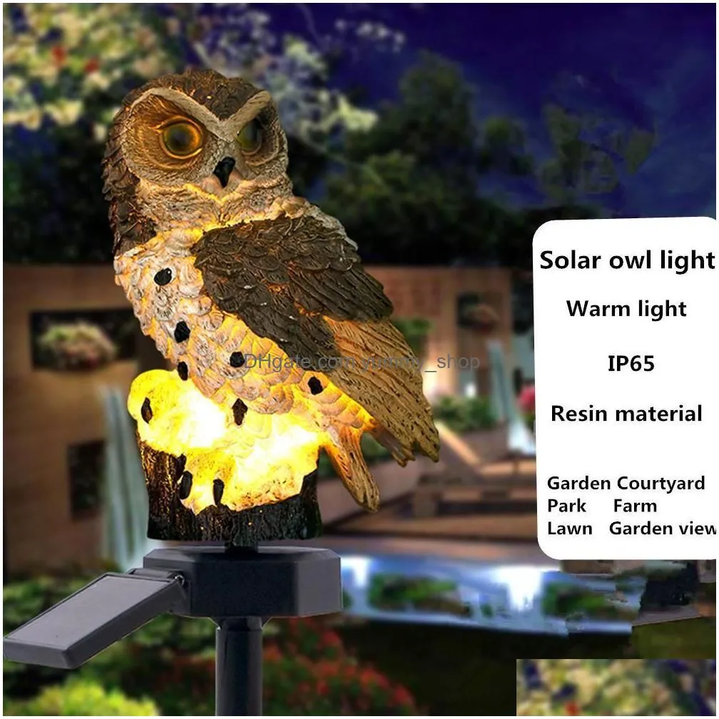 owl solar light with solar led panel fake owl waterproof ip65 outdoor solar powered led path lawn yard garden lamps decor t200117273r