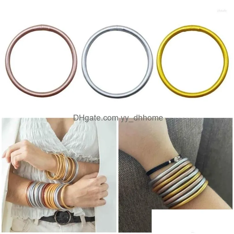 bangle 3 colors gold foil filled plastic silicone bracelet suitable for girls birthday mothers day bride wedding party